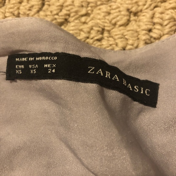 Zara basic silver/ grey silk long sleeve top - Picture 2 of 2